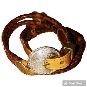 Vintage Leather Silver Heart Belt